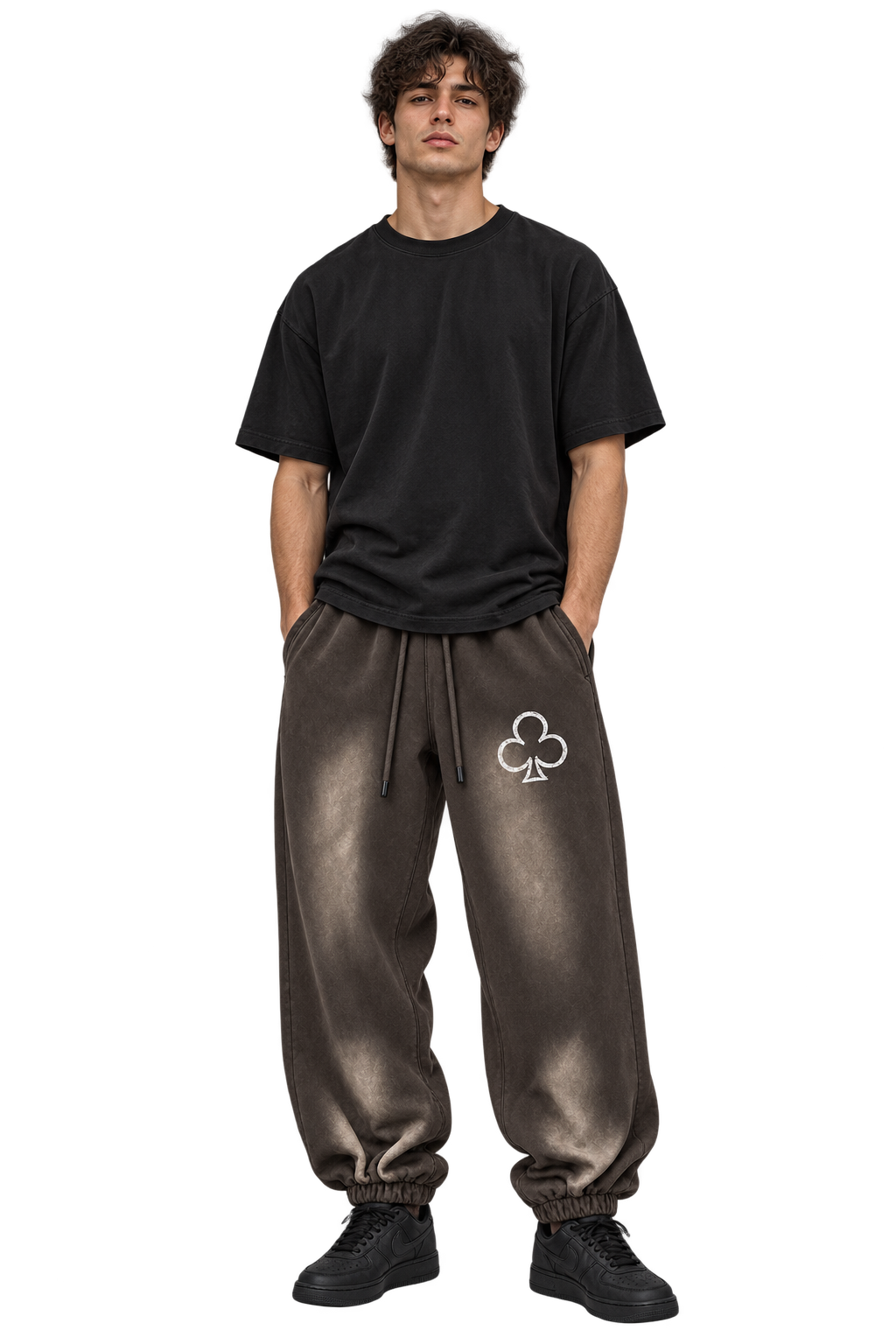 Sun-Faded Club Joggers in Brown — worn, front #color-brown
