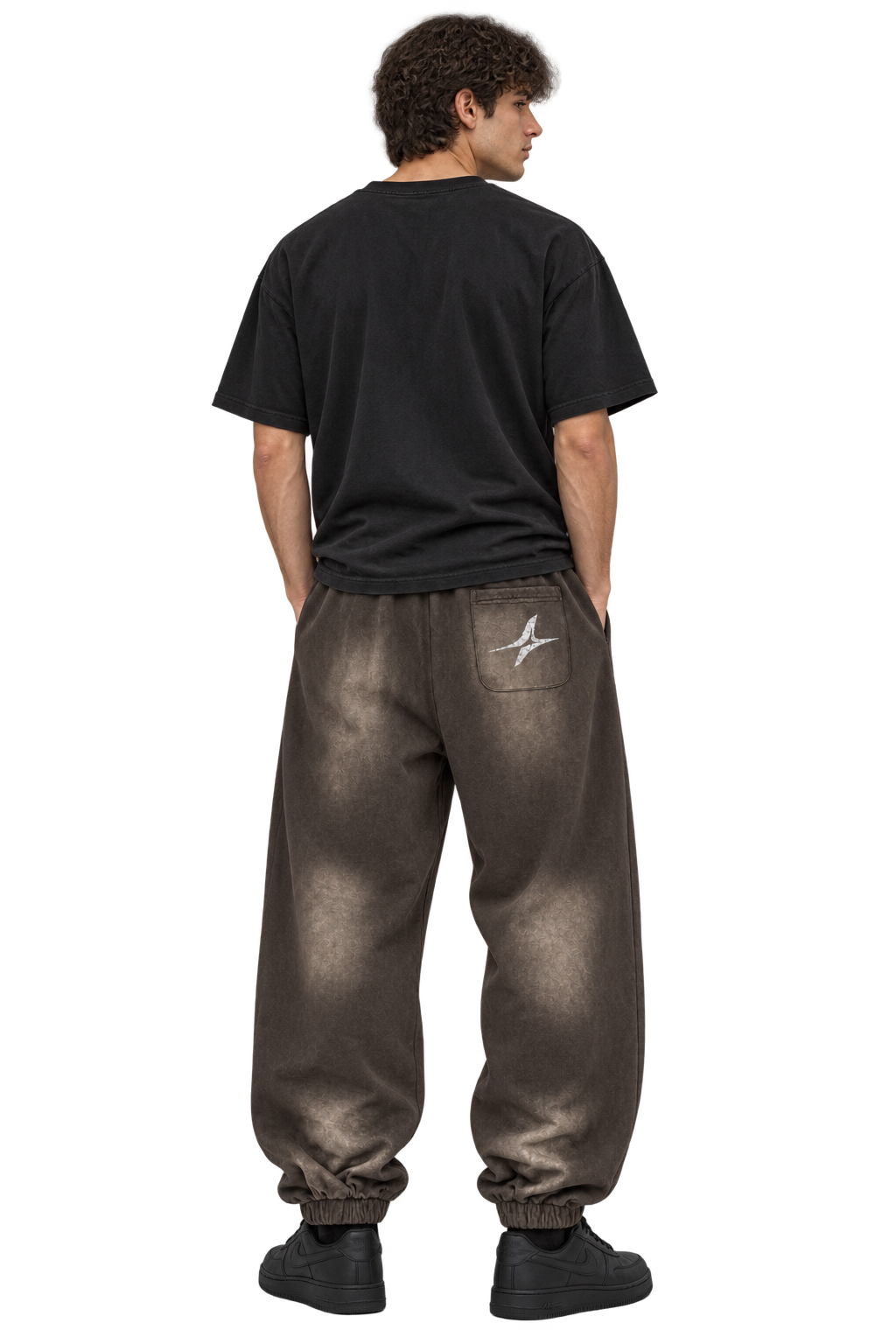 Sun-Faded Club Joggers in Brown — worn, back #color-brown