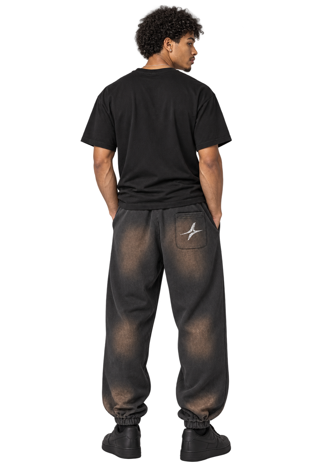 Sun-Faded Club Joggers in Dark Gray — worn, back #color-dark-gray