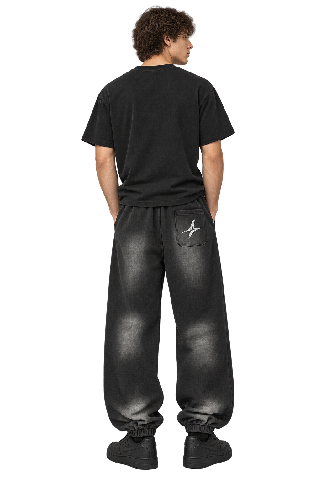 Sun-Faded Club Joggers in Smoky Black — worn, back #color-smoky-black