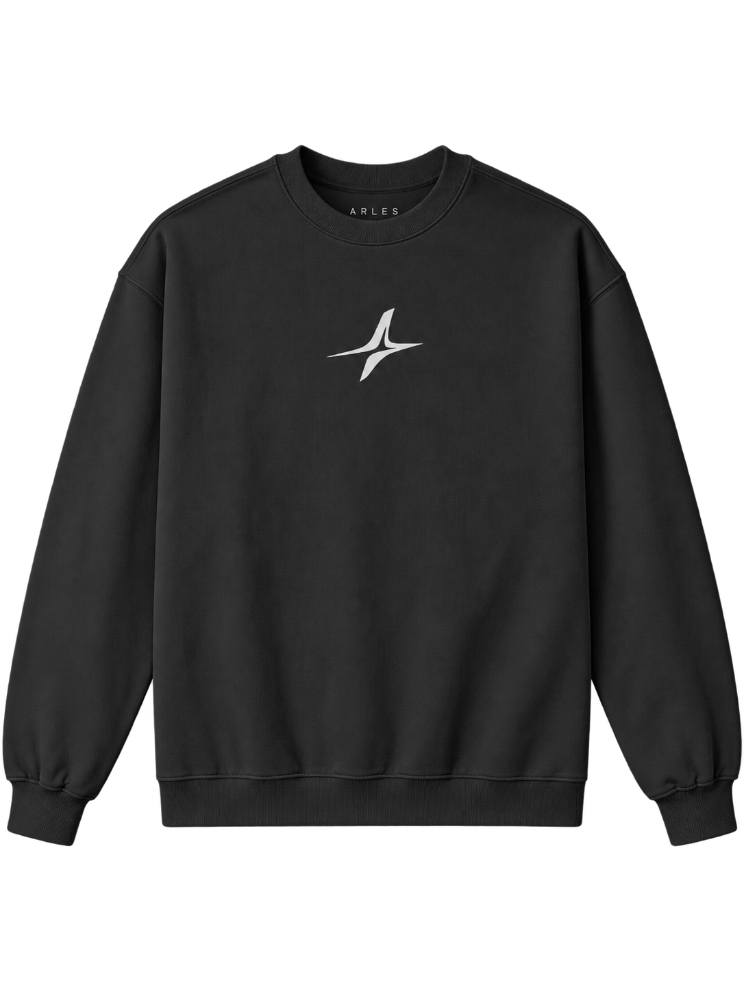 Handprint Crewneck Sweatshirt in Black — front, chest star #color-black