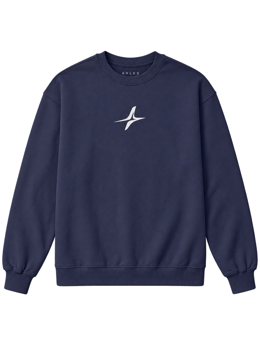 Handprint Crewneck Sweatshirt in Navy — front, chest star #color-navy