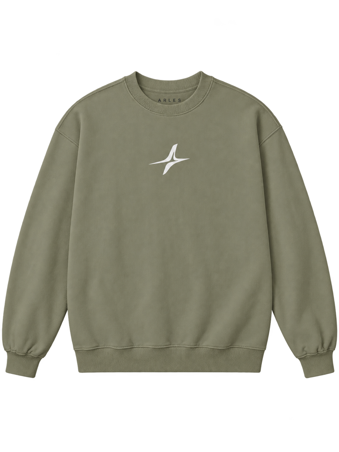 Handprint Crewneck Sweatshirt in Sage Green — front, chest star #color-sage-green