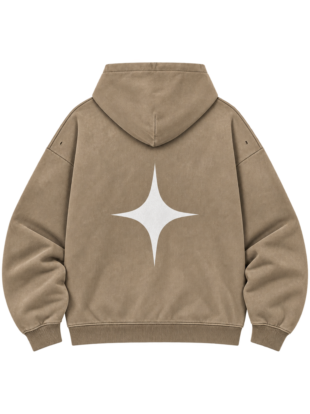 Sun-Faded Drip Zip Hoodie in Camel — back, sparkle star #color-camel