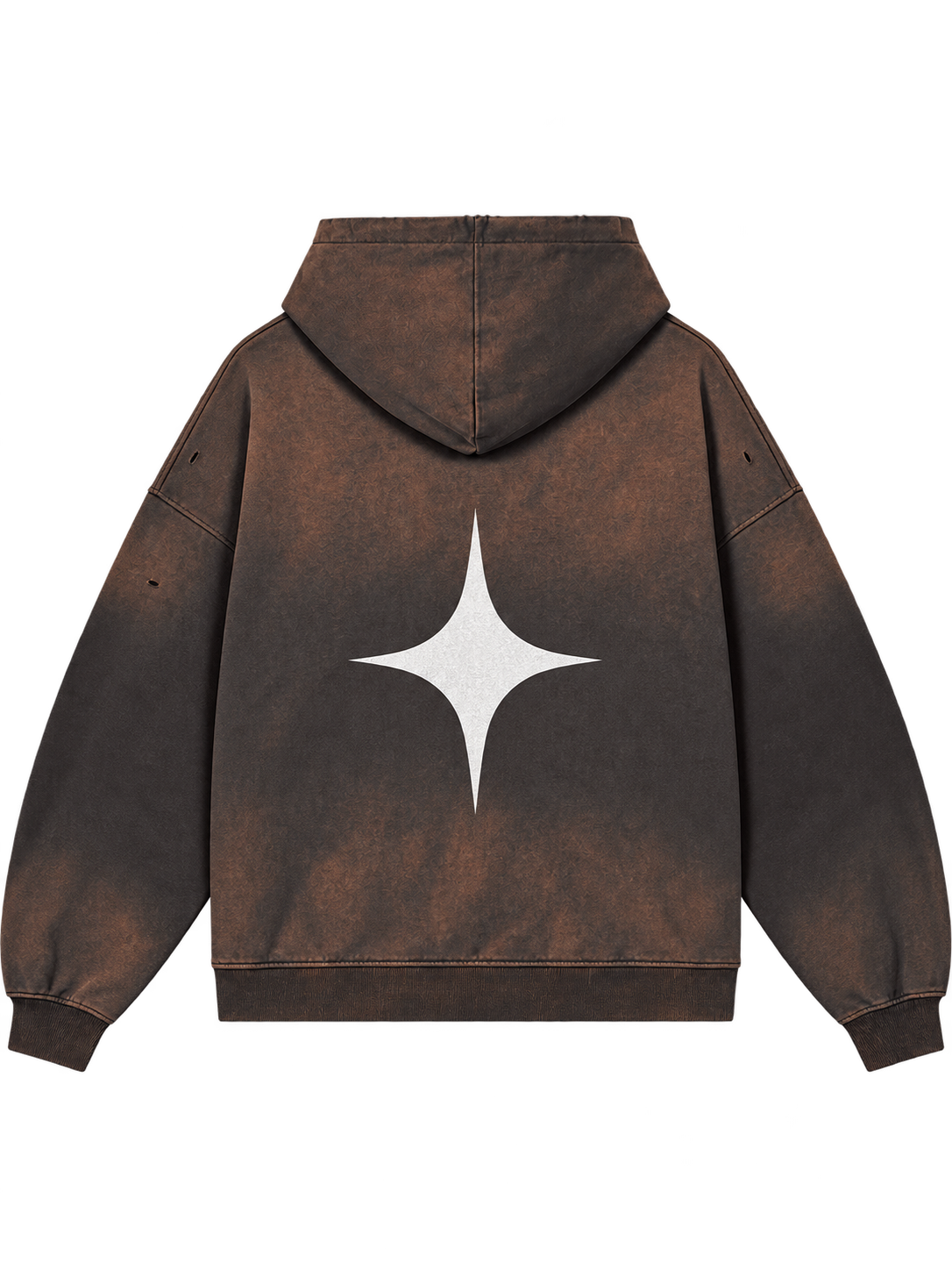 Sun-Faded Drip Zip Hoodie in Dark Grey — back, sparkle star #color-dark-grey