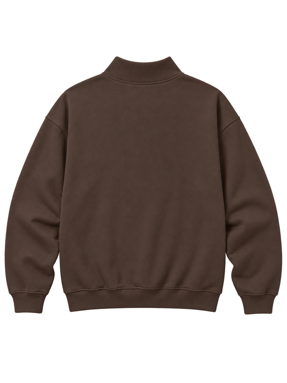 Half-Zip Stand Collar Sweatshirt in Brown — back #color-brown