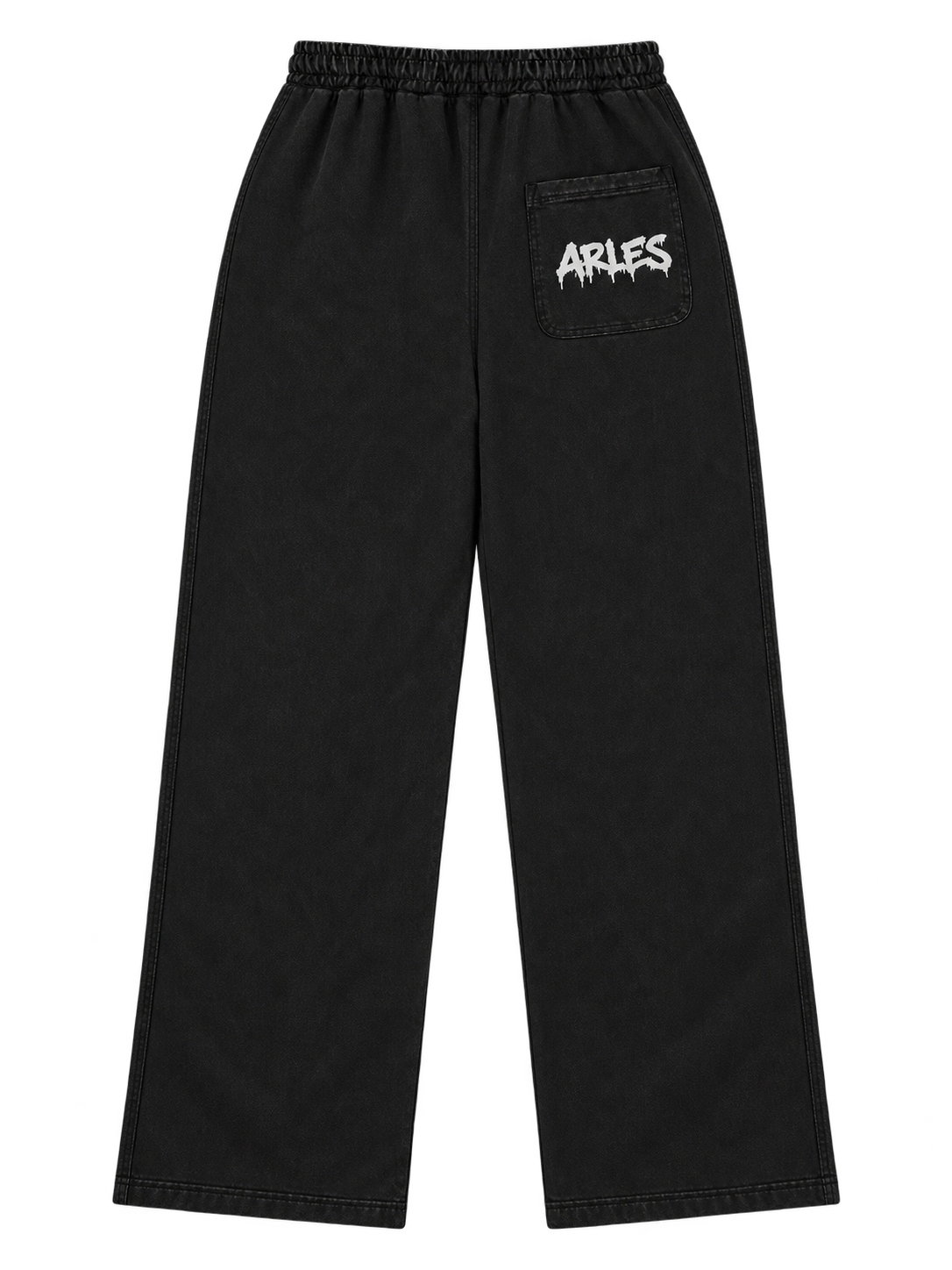 Sparkle Star Sweatpants in Faded Black — back, graffiti ARLES on the pocket #color-faded-black