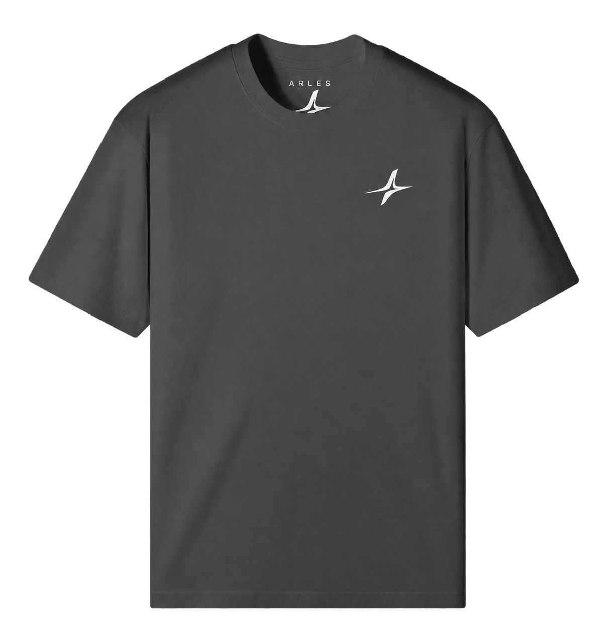 Sand-Washed Classic Tee in Carbon Gray — front, chest star #color-carbon-gray